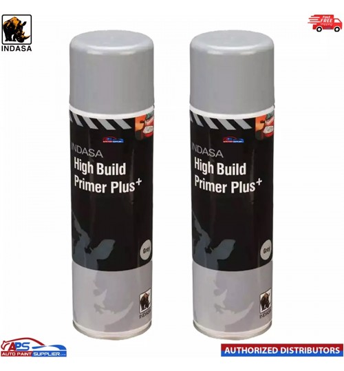 2X INDASA HIGH BUILD PRIMER+ AEROSOL GREY SPRAY PAINT 500ML